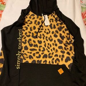 Leopard print and black Simply Southern pull over. New with tags. Size XXL.